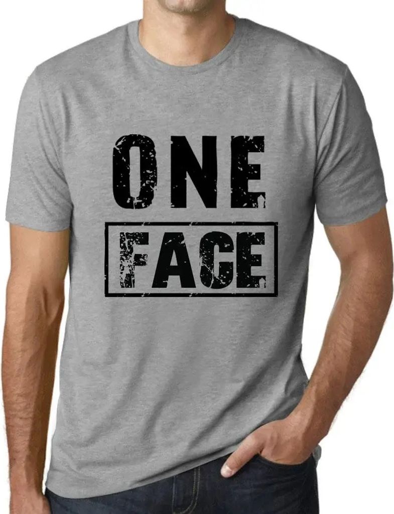 Herren Grafik T-Shirt Ein Gesicht – One Face – Öko-Verantwortlich Vintage Jahrgang Kurzarm Lustige Druck Geburtstag Geschenk Mann