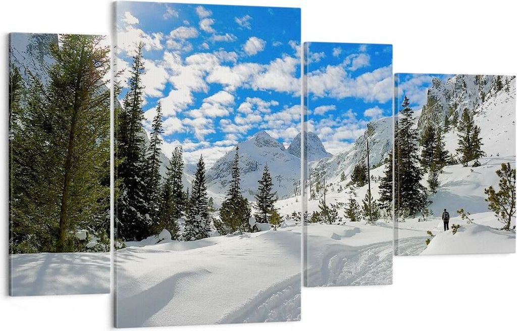 Bild auf Leinwand - Leinwandbild - Tal Wolken Lawine Sport - 120x70cm - Wand Bild - Wanddeko - Leinwanddruck - Bilder - Kunstdruck - Wanddekoration...
