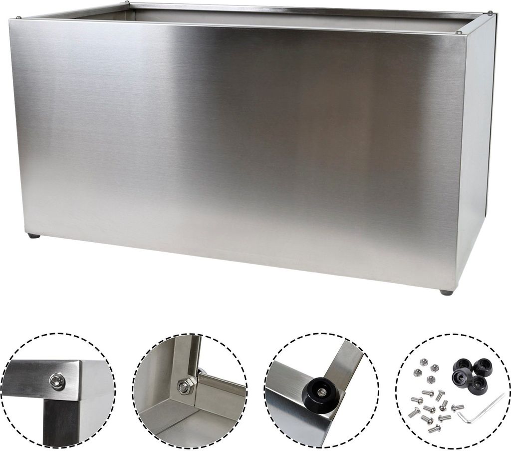 KÖHKO Designer Hochbeet Rahmen aus Edelstahl als Bausatz TROG 120x50x40 CM