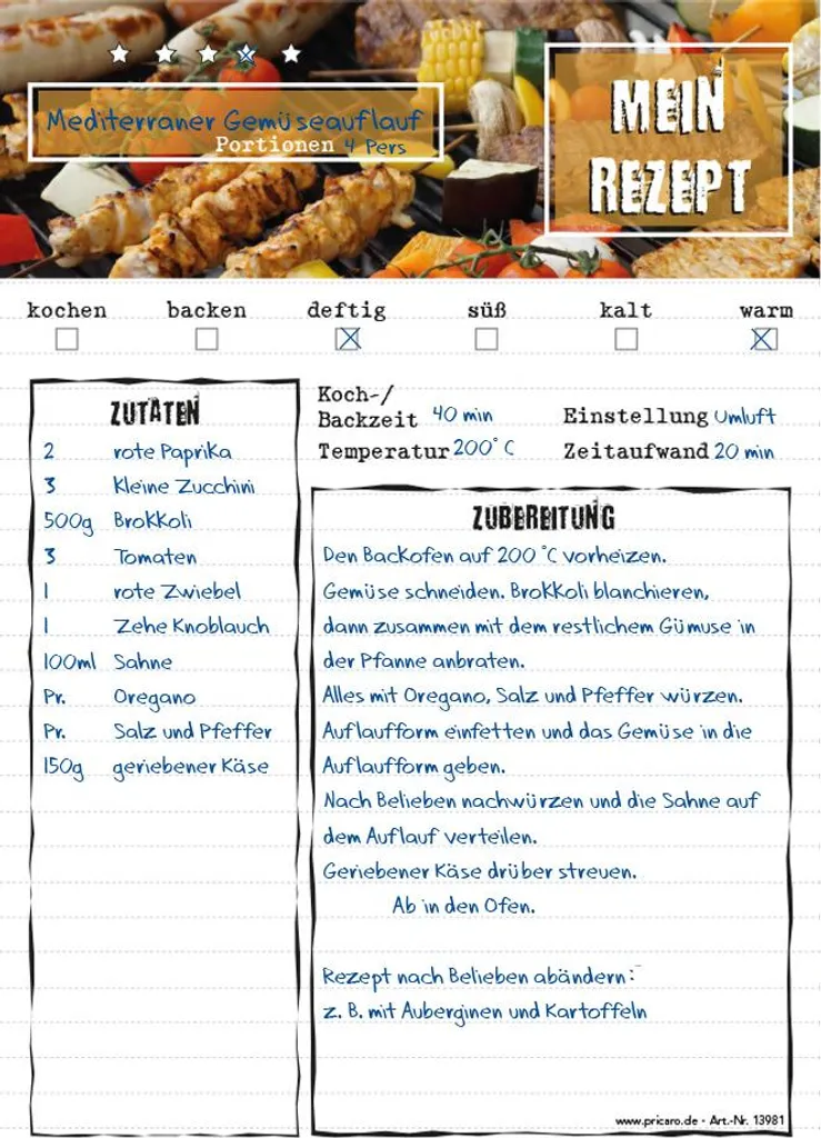 PRICARO BBQ Recipe Folder A5 - Raccoglitore Ricette con 3 Blocchi Note - 6