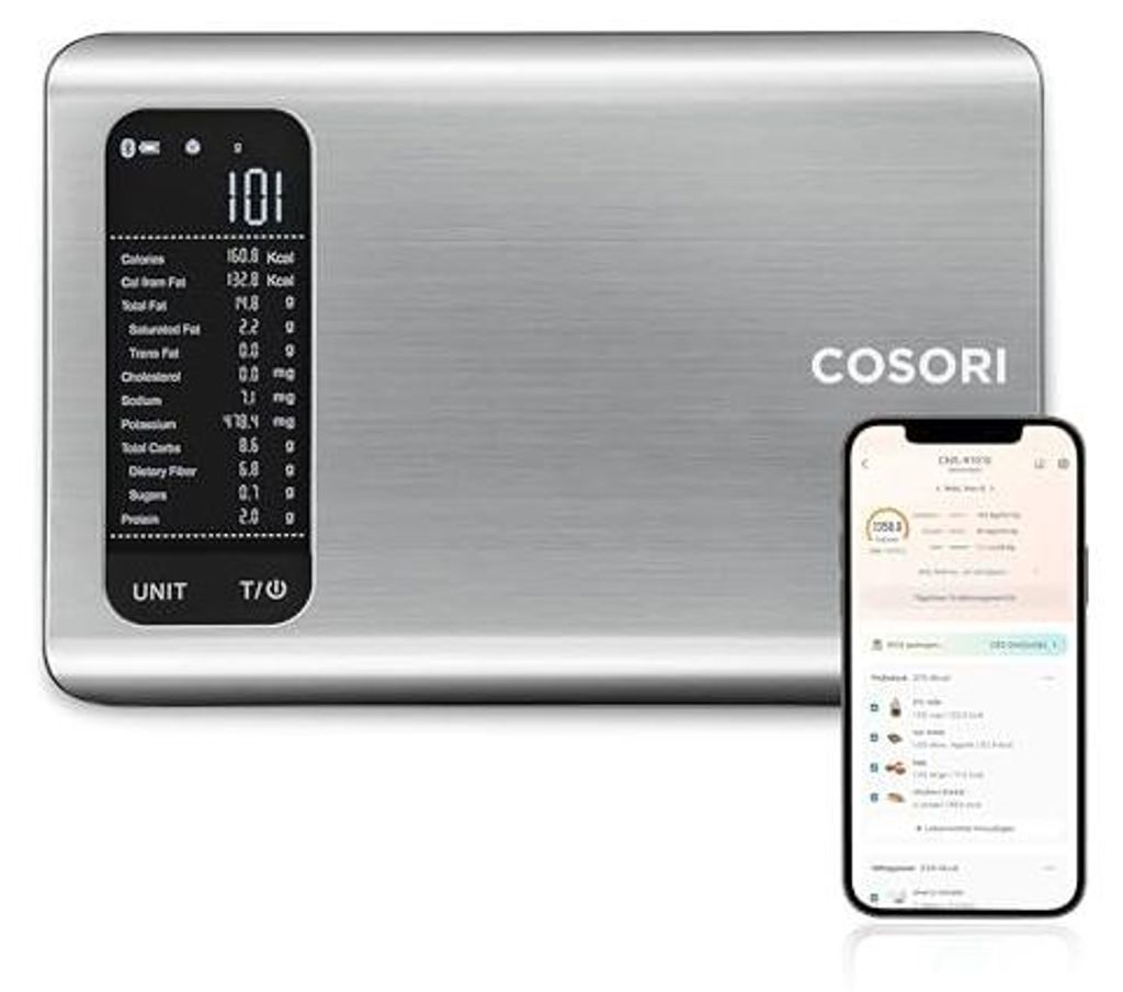 COSORI Küchenwaage digital 5 kg mit Nährwertberechnung App Produktbild 