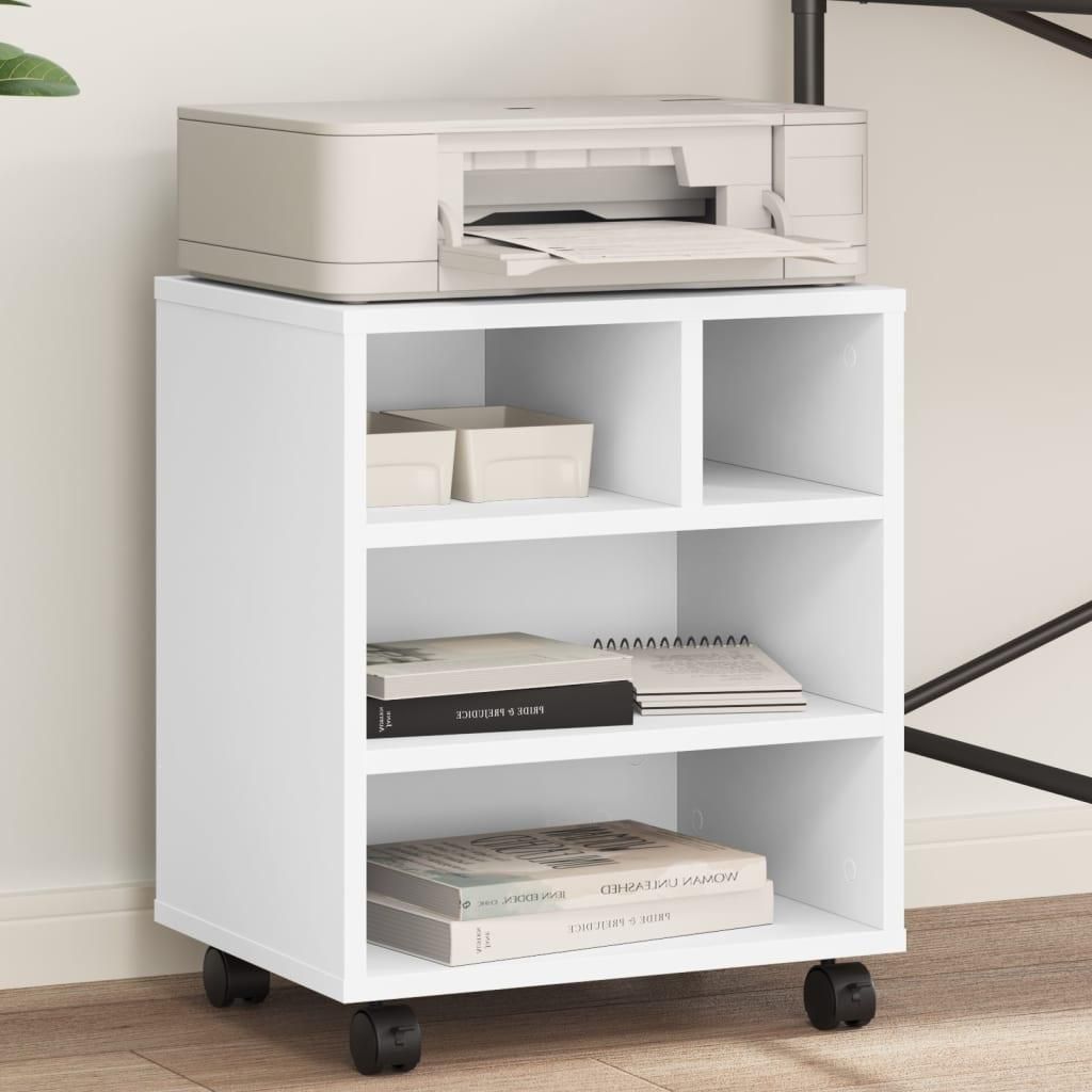 Druckerständer mit Rollen 41x32x48 cm, mobiler Druckertisch aus Holzwerkstoff, stabil & platzsparend, vielseitig für Büro, Küche & Zuhause