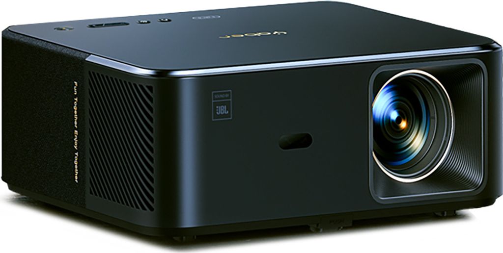 A black YABER K2s LED projector is shown from a diagonal front-left angle on a white background.