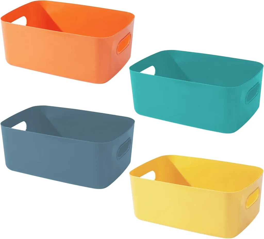 Organiseur de tiroir blanc : lot de 4 petites corbeilles plastique