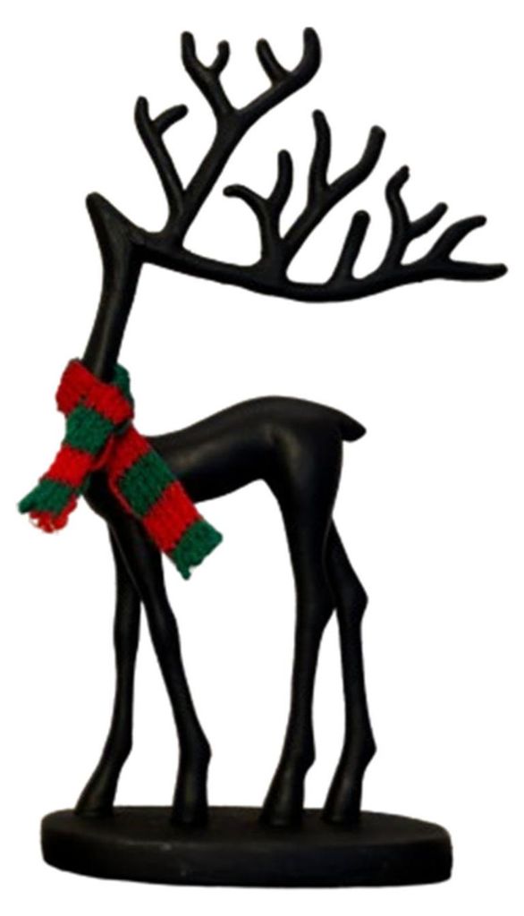 1/2 Stück Weihnachts-Rentierfigur mit Schal, minimalistische Elch-Silhouette, Hirschskulptur, Dekoration für Zuhause, Büro oder Schreibtisch.