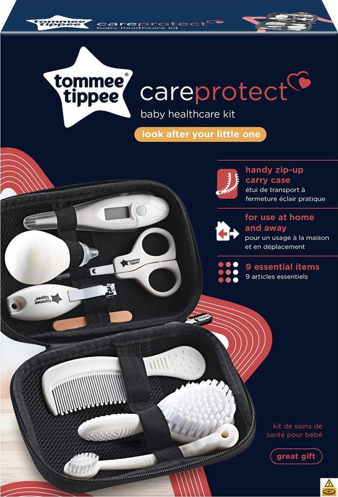 Tommee Tippee Baby-Pflegeset, 9x Essentielle Pflegeartikel für Neugeborene für zu Hause und Unterwegs, abwischbares und wasserdichtes Reiseetui (...
