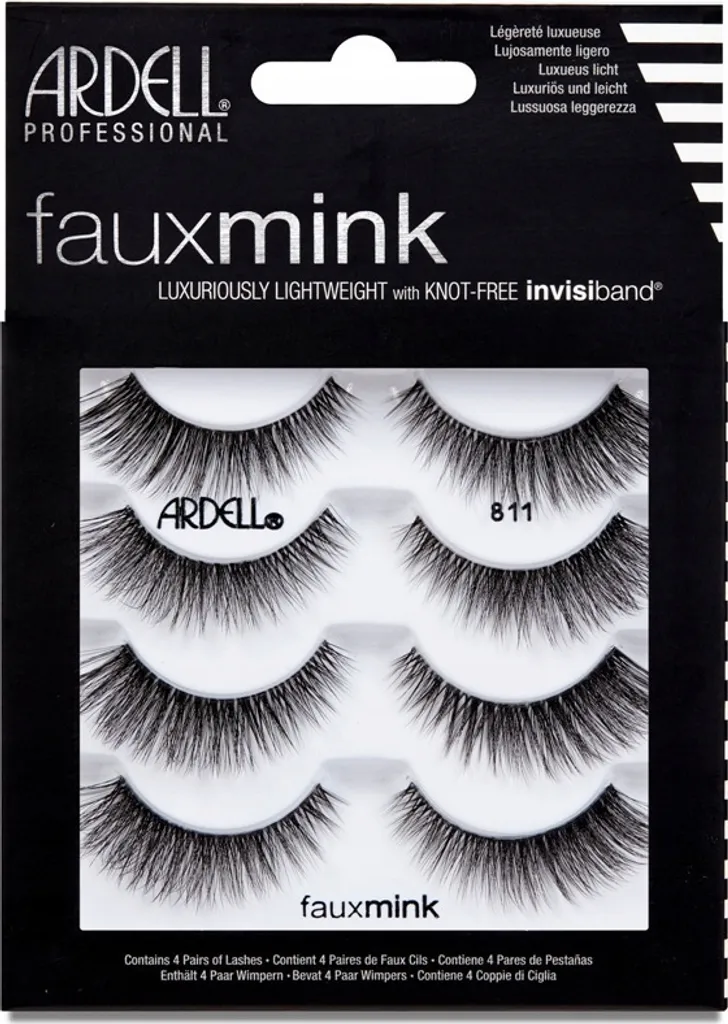 Faux Cils Aspect Naturel Ardell - Pack de 4 Paires Effet Faux Vison 811