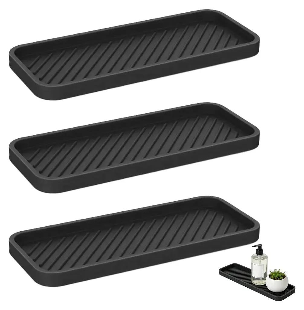 Petit tapis d'égouttage étroit pour éponge et savon, lot de 3