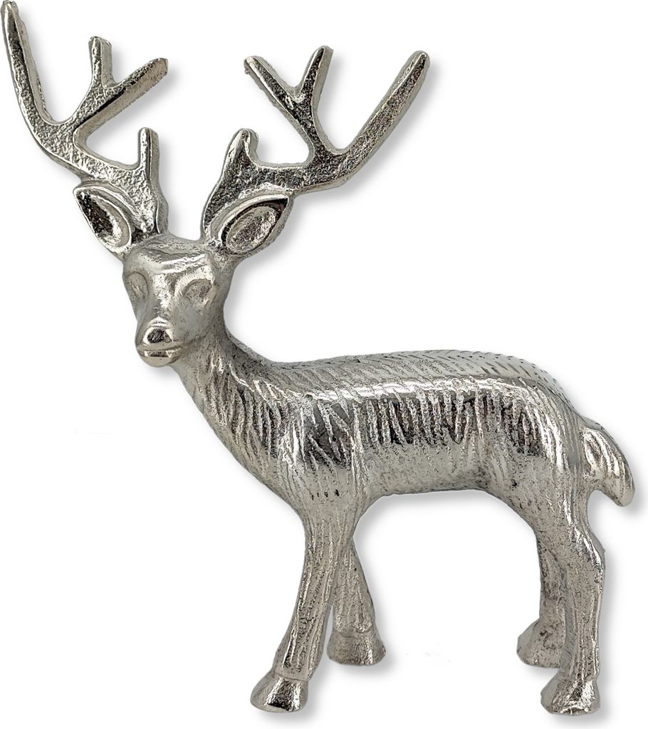 Metall Figur Rentier silber 21 x 21cm Dekofigur Wald-Deko Tisch Dekoration