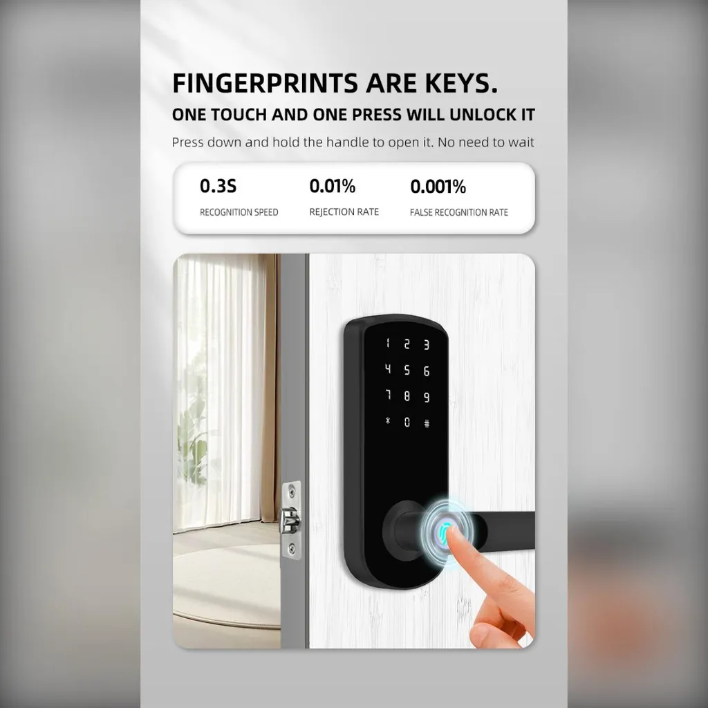 Serrure Connectée Tuya INF Argent - Entrée Biométrique Bluetooth TTLock
