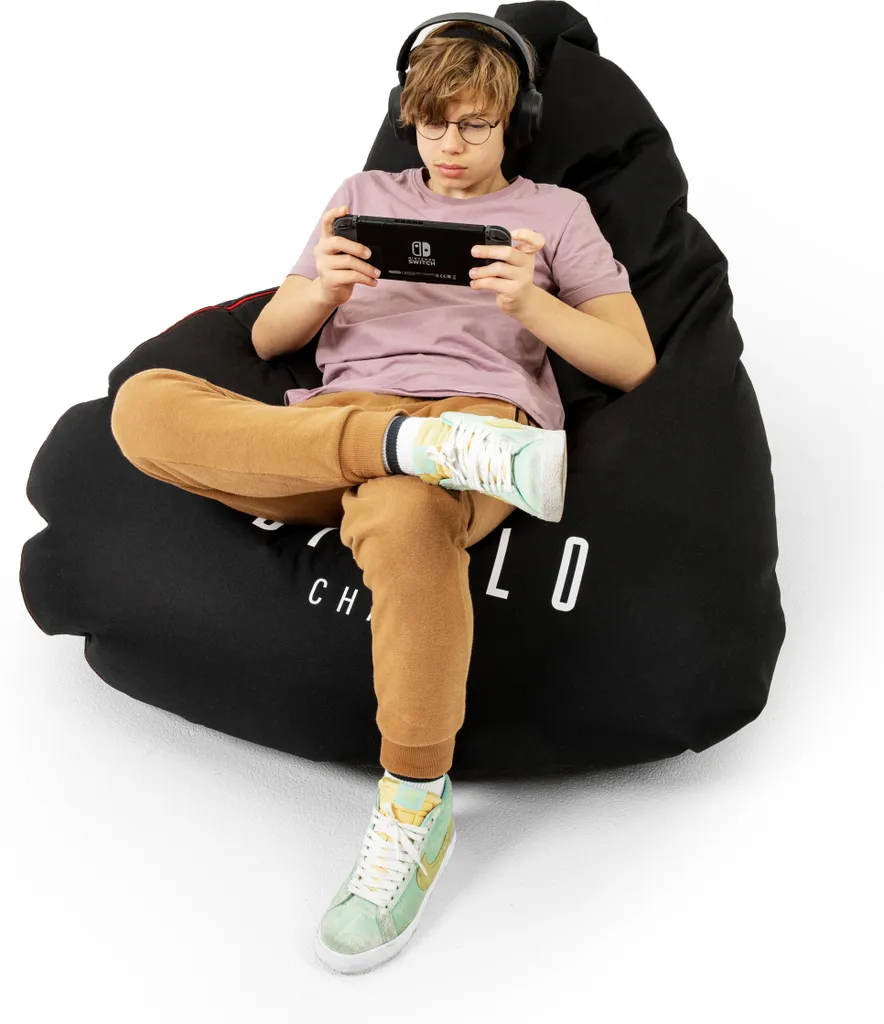 Pouf de Salon pour Gaming et Détente XXL Noir avec Remplissage EPS