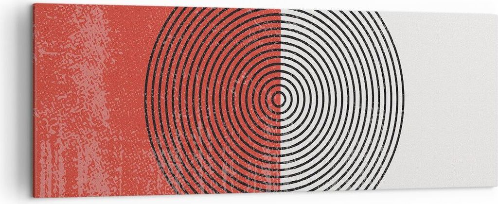 Bild auf Leinwand - Leinwandbild - Einteilig - Abstraktion Weiß-Rot Kreise - 140x50cm - Wand Bild - Wanddeko - Wandbilder - Leinwanddruck - Bilder...