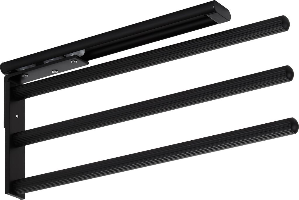 SOTECH Aluminium Handtuchhalter TED 3-armig 325 - 487 mm ausziehbar / drehbar schwarz matt