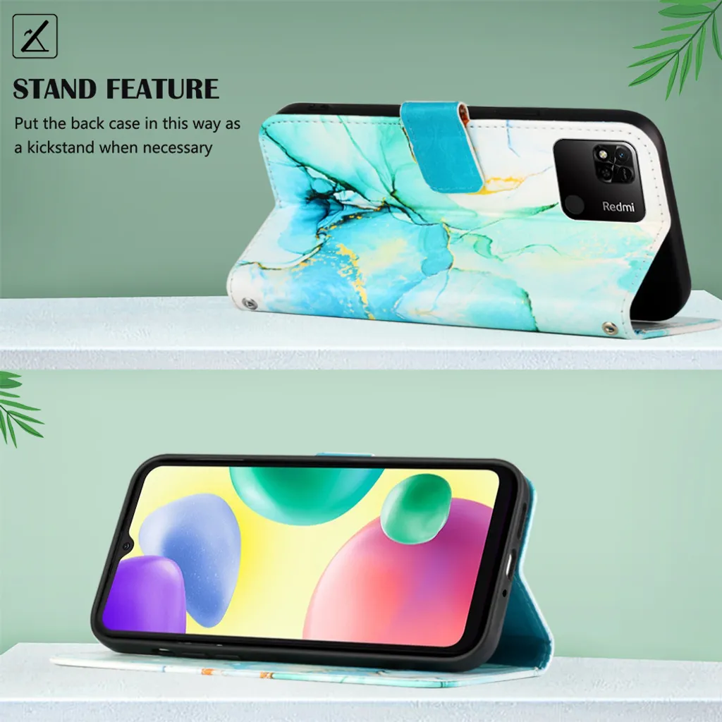 Custodia Portafoglio In Pelle Per Xiaomi Redmi 10A - Con Slot Carte, Tasca E Supporto, Colore Rosa, Penna Stilo Inclusa