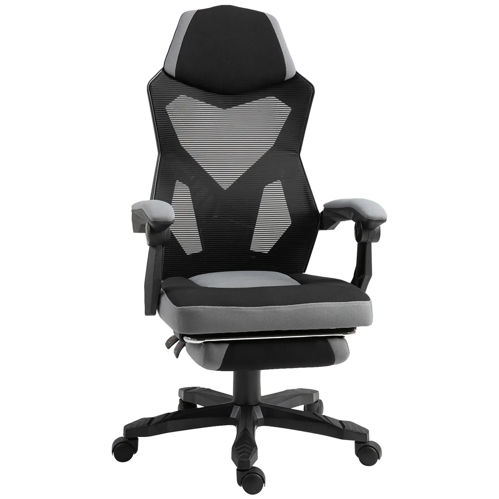 Chaise de bureau ergonomique pour télétravail avec repose-pied et maille