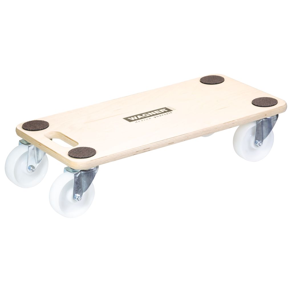 WAGNER Transporthilfe BIRKE Multiplex ANTIRUTSCHPUNKTE - 59 x 29 x 13,5 cm, Rollen Ø 100 mm, Tragkraft 300 kg - 20112901