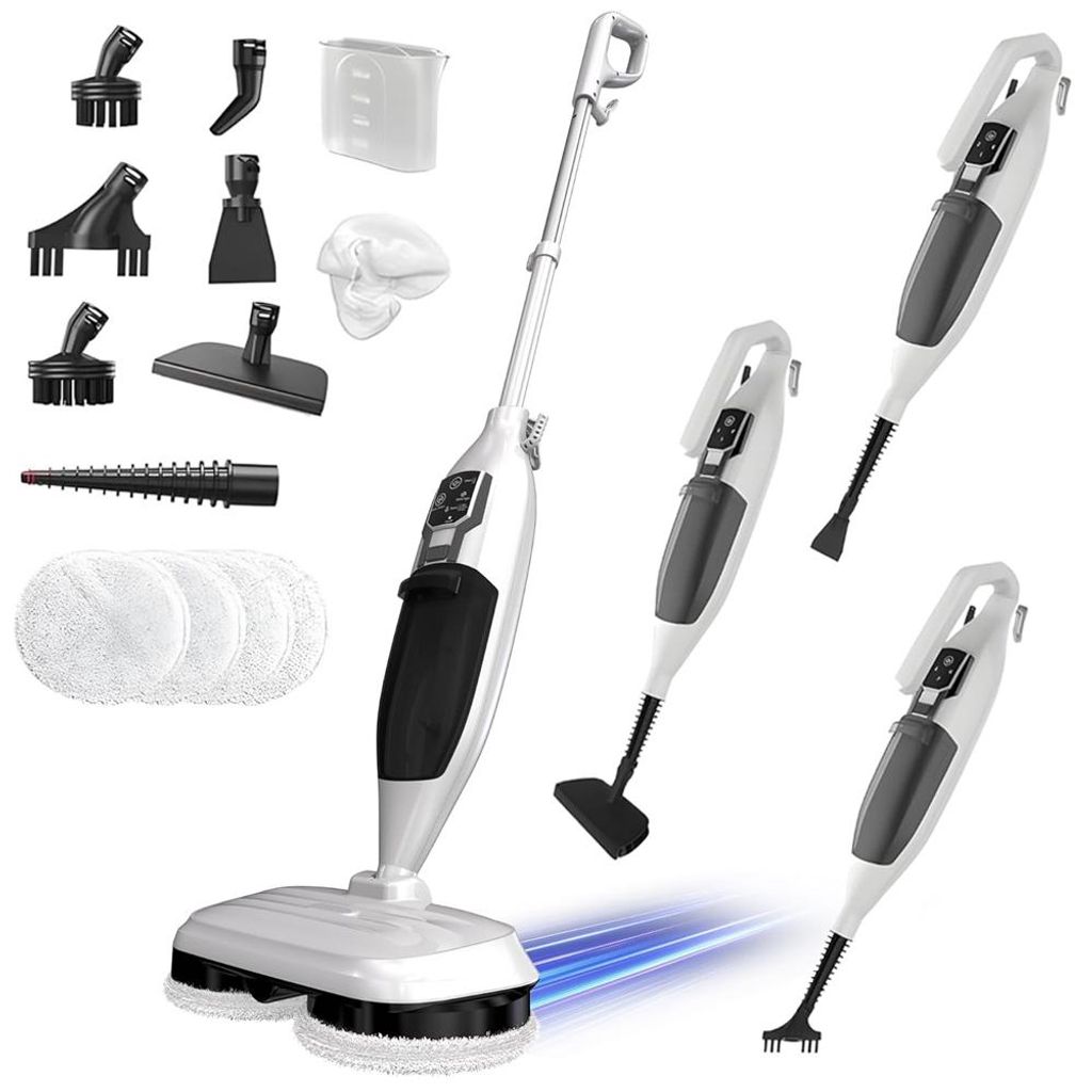 Dampfreiniger, 10 in 1 Teppichreiniger, Fleckenreiniger, 1300 W Elektrischer Wischmopp, Standstaubsauger, mit 13 Zubehörteilen, für Küche, Toilette