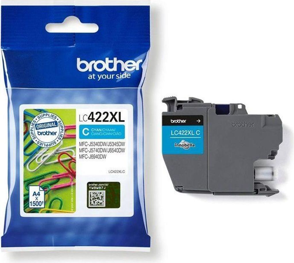 Tintenpatrone, BROTHER LC422XLC, Cyan, 1500 Seiten, Für Business Smart MFC-J5340DW, MFC-J5345DW, MFC-J5740DW, MFC-J6540DW und MFC-J6940DW