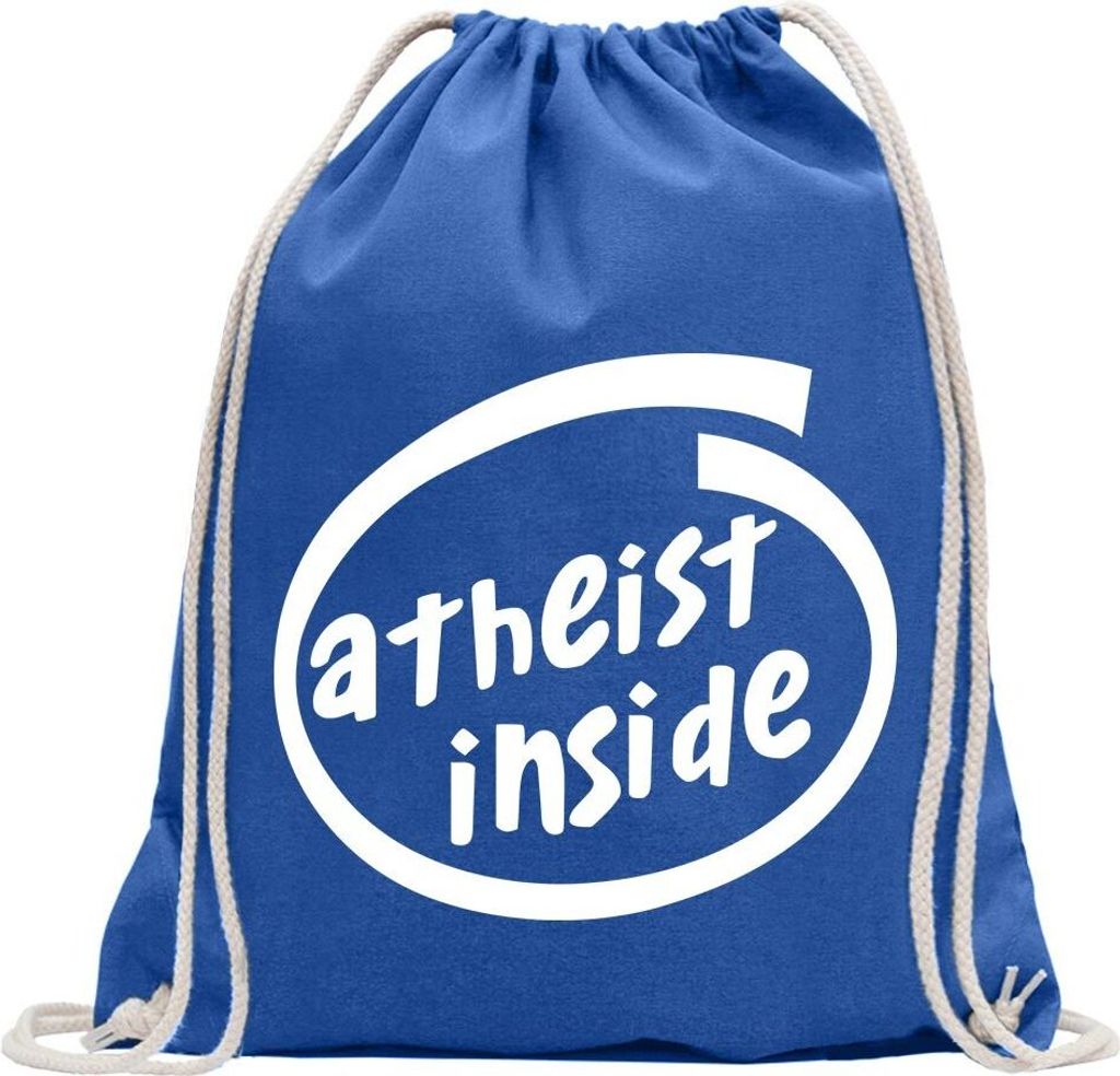 Kiwistar - Turnbeutel - royal - Atheist Inside - Fun Rucksack Sport Beutel Gymsack Baumwolle mit Ziehgurt