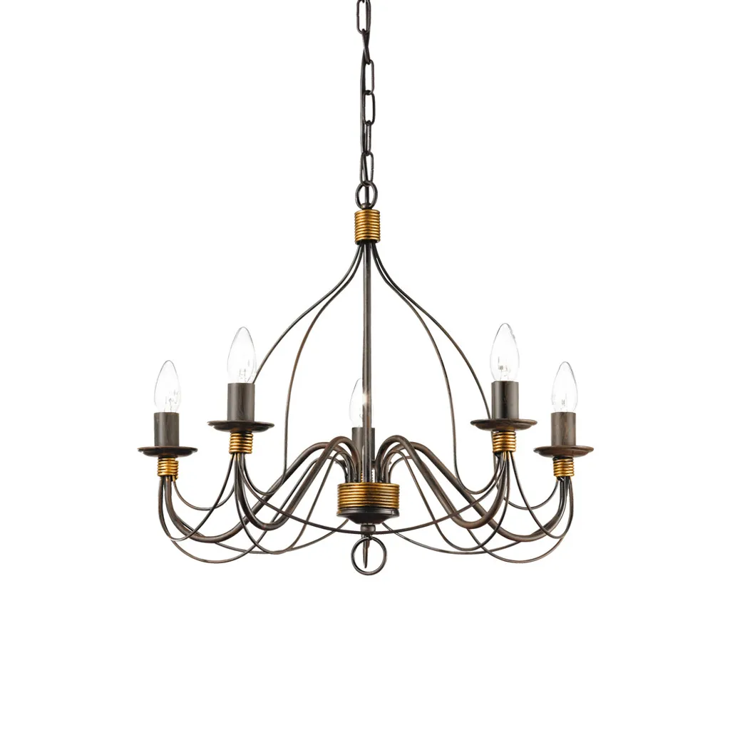 Luminaire suspendu 5 bras CORTE Rust au fini rouille authentique