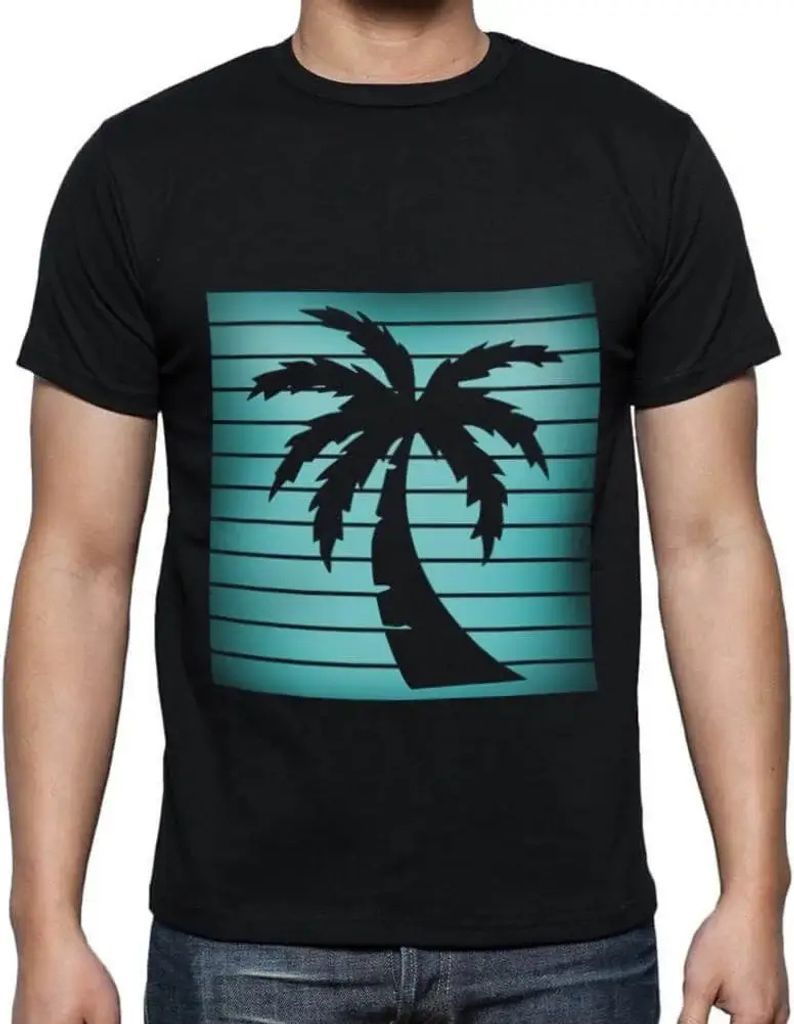 Herren Grafik T-Shirt Schwarze Palme – Black Palm – Öko-Verantwortlich Vintage Jahrgang Kurzarm Lustige Druck Geburtstag Geschenk Mann