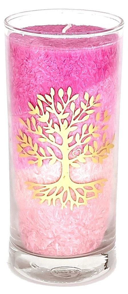 Kerze "Love Lebensbaum" im Glas Stearin 14cm