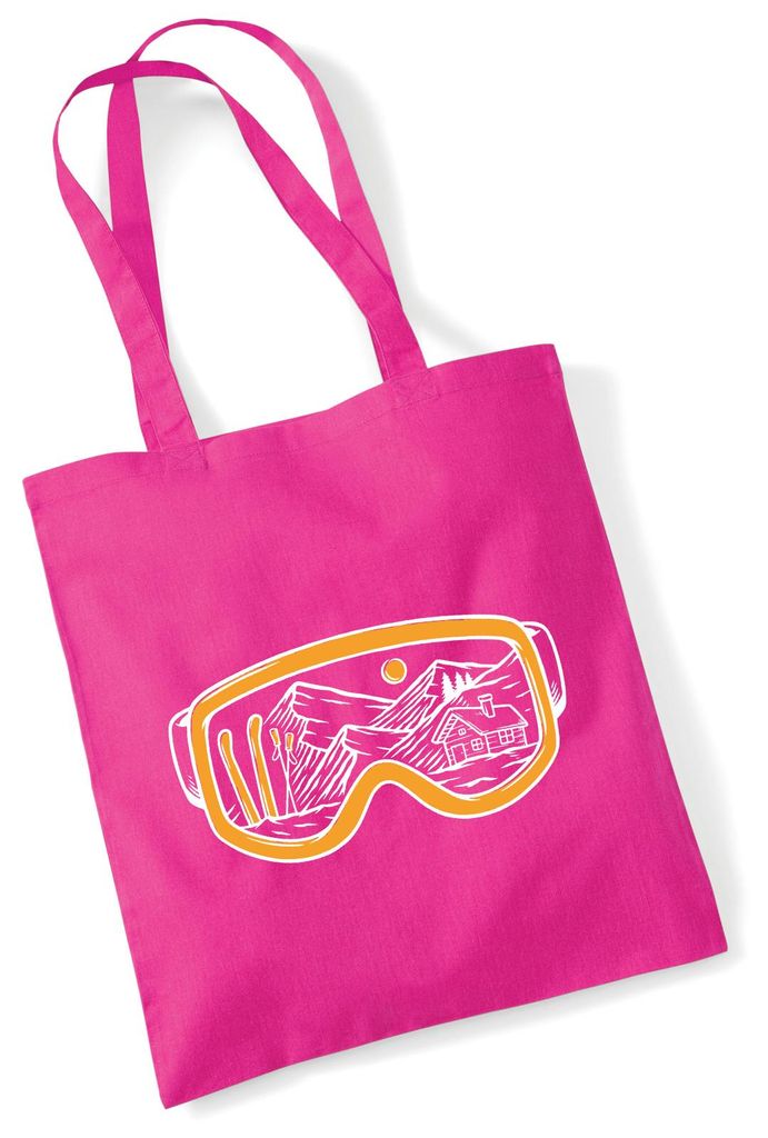 Huuraa Jutebeutel Ski Skibrille 10 Liter Fuchsia Baumwolle Tasche Geschenkidee