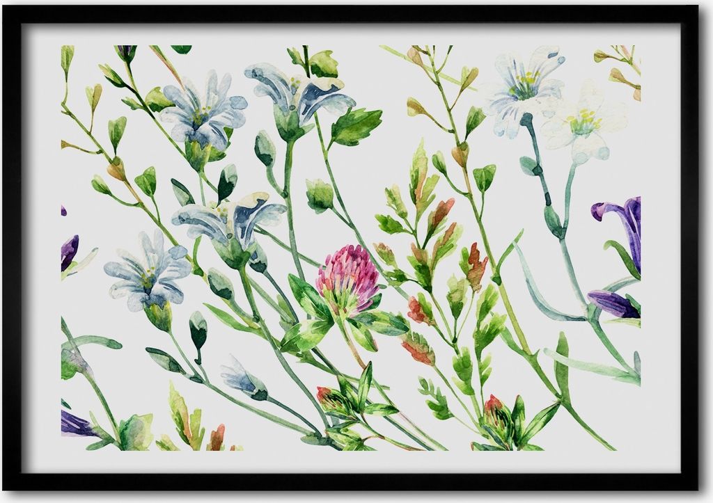 Bild - Bilder - Bilderrahmen - 70 cm x 50 cm - MDF-Rahmen, Wandkunst wilde Blumen