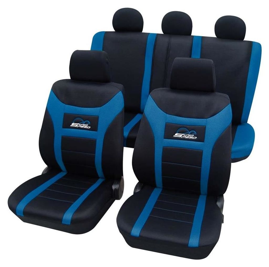 Auto-Sitzschoner Schonbezüge Sitzbezüge blau Set aus hochwertigem Polyester