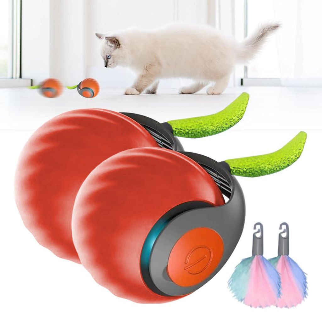 OKWISH Katzenspielzeuge, Katzen Spielball 2er-Set, interaktiver Rollball für Katzen, Katzenspielzeug, motorische Förderung, lustiges Spielzeug f...