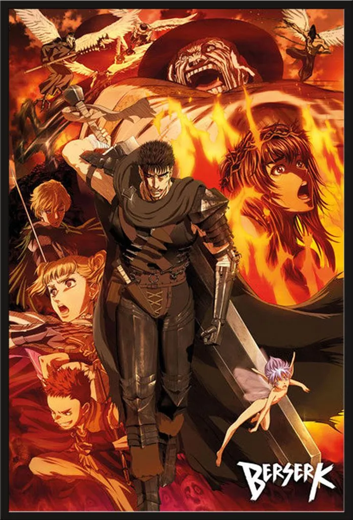Décoration Murale Berserk Poster Encadré Noir pour Chambre Fan de Manga
