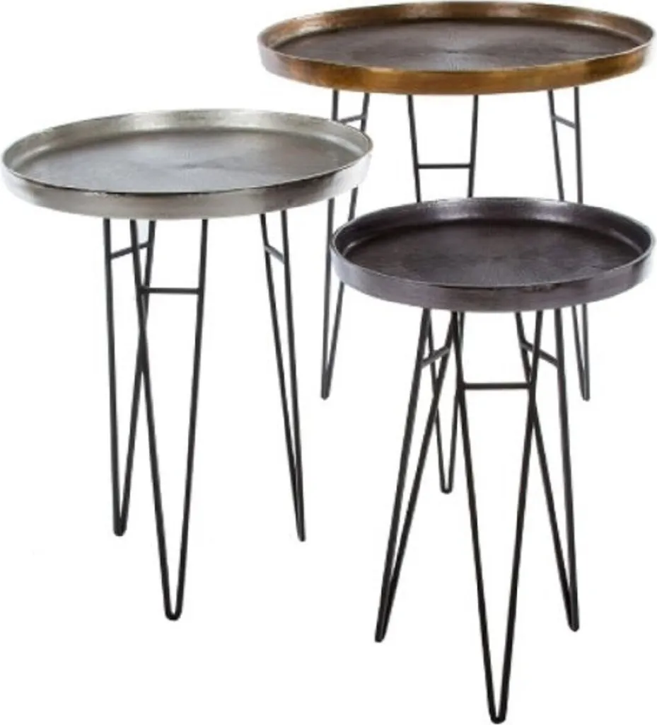 Petit mobilier de salon luxe Casa Padrino : Set de 3 tables d'appoint métal