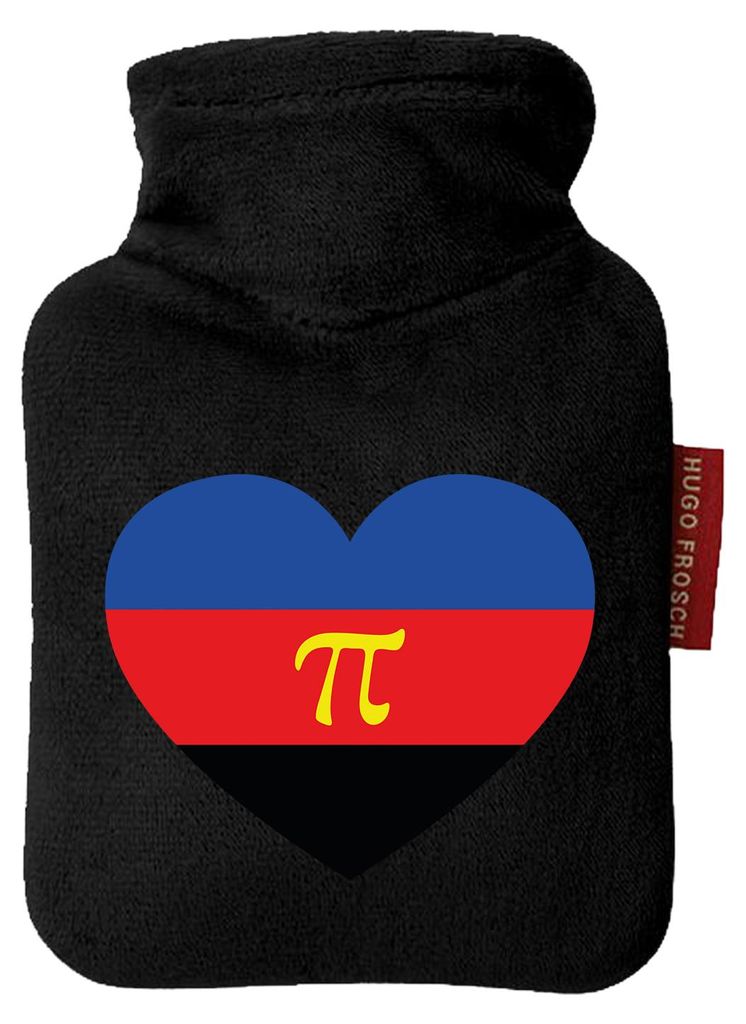 Huuraa Mini-Wärmflasche Pi-Polyamorie Pride Flagge LGBTQ Herz 0,2 Liter Black Mini Veloursbezug Taschenwärmer Geschenkidee