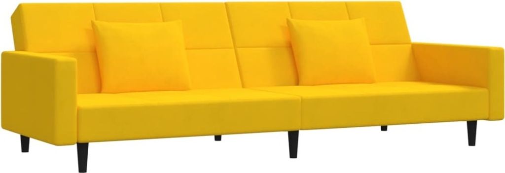 Schlafsofa 2-Sitzer mit 2 Kissen Gelb Samt