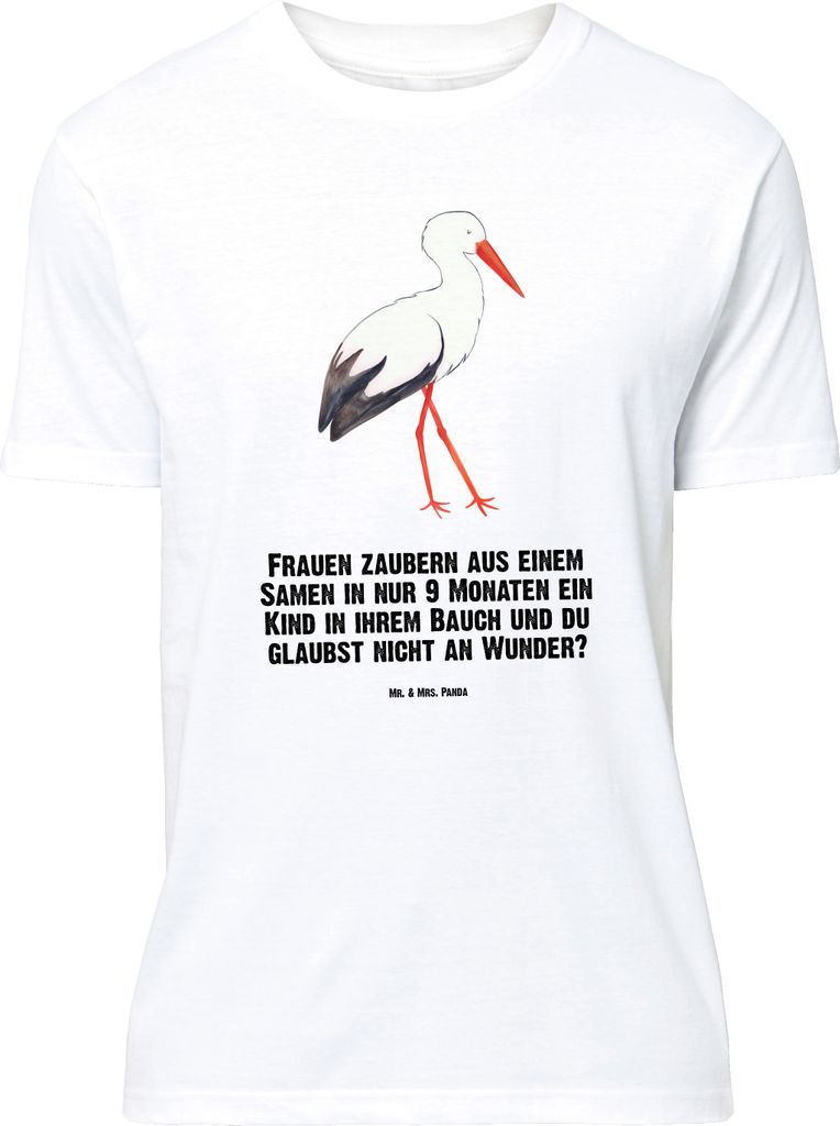 Mr. & Mrs. Panda Größe M T-Shirt Storch - Weiß - Geschenk, mit Spruch, Mütter, Tshirt, Herren, Schwangerschaft, Shirt, Schwanger, Baby, Lustige...
