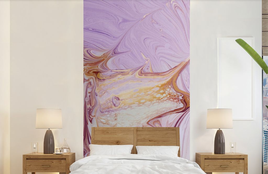 MuchoWow Fototapete für Wohnzimmer oder Schlafzimmer Wandtapete Vinyl Motivtapete Marmor - Farbe - Abstrakt - 120x240 cm - Hintergrundbild