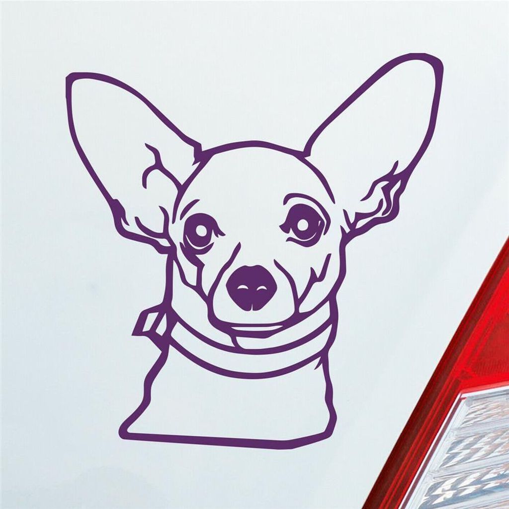 Auto Aufkleber Chihuahua Hund Dog Animal Tier Car 10x10 cm Lila Sticker Heckscheibenaufkleber