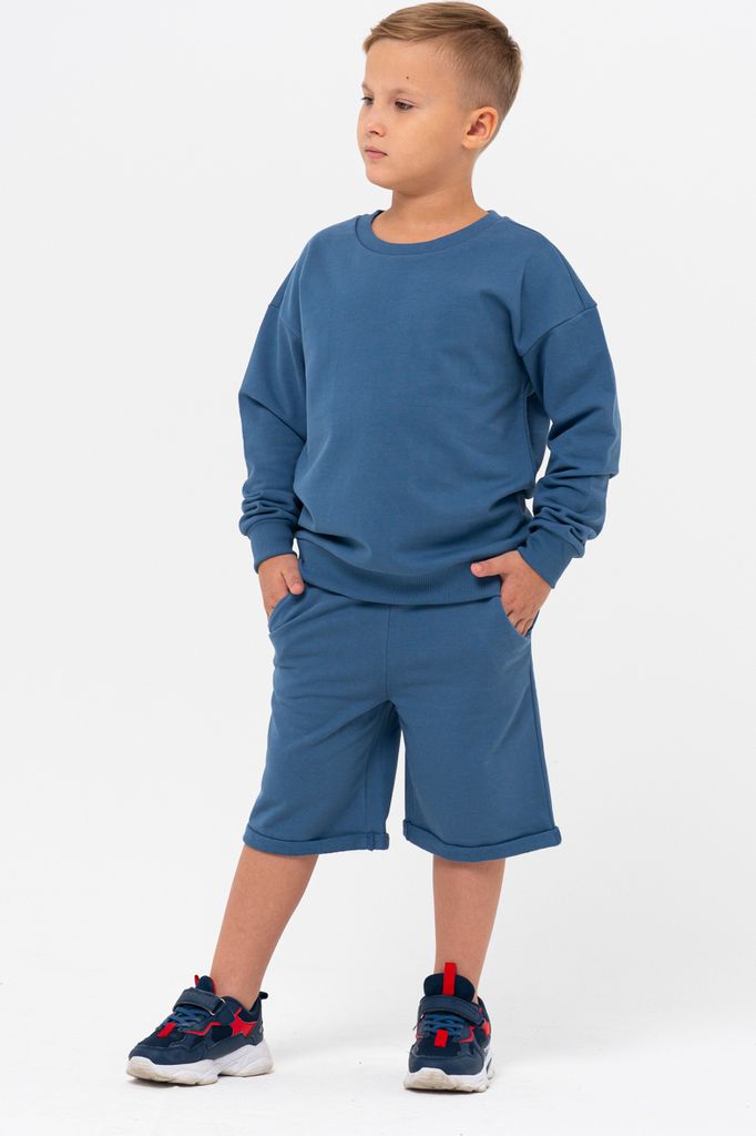 Sport-Trainingsanzug-Set für Jungen (Sweatshirt + Shorts) - Dunkelblau - 146