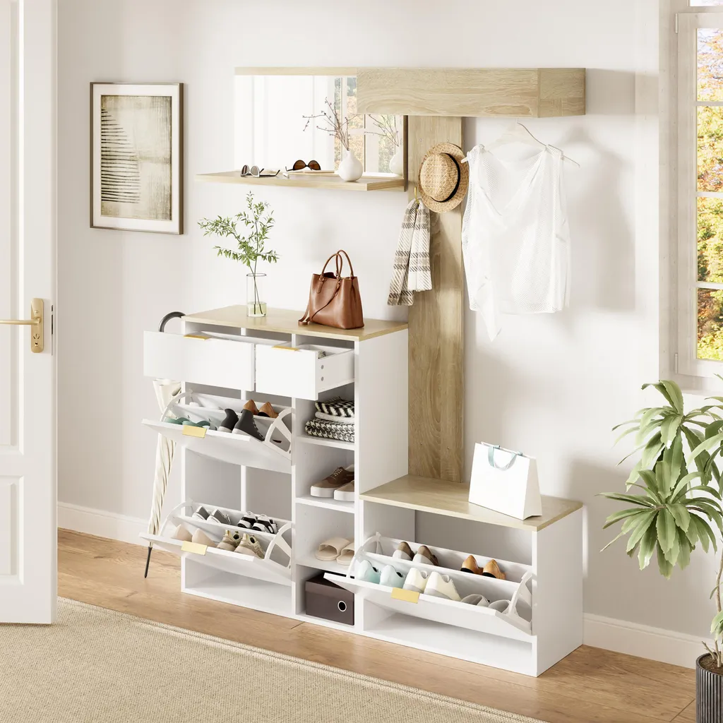 Aménager une entrée étroite avec ce kit de rangement complet blanc - 4