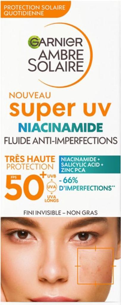Garnier Ambre Solaire Fluid Niacinamide Anti-Imperfecties Super UV SPF 50+ (40 ml)