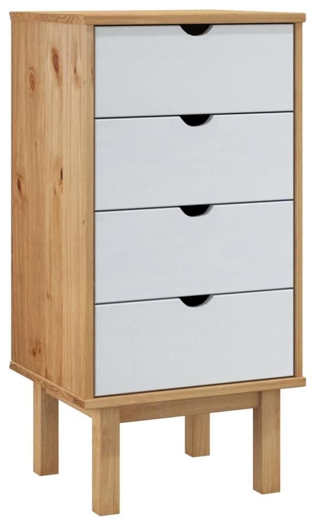 vidaXL Armario con cajones OTTA, marrón y blanco, 45x39x90 Imagen del producto 