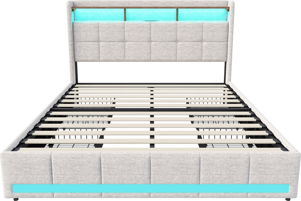Posteľ 180x200 LED podstavec a 2 USB, typ C, čalúnená Obrázok produktu 