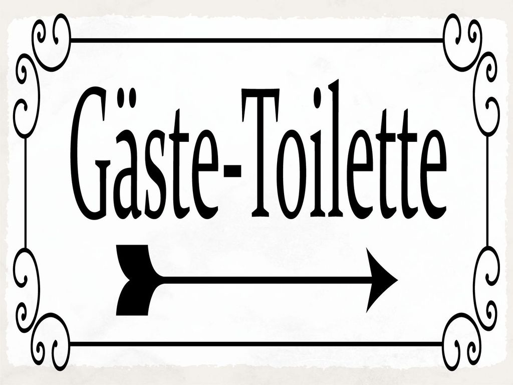 vianmo Blechschild 30x40 cm Gäste-Toilette rechts Pfeil