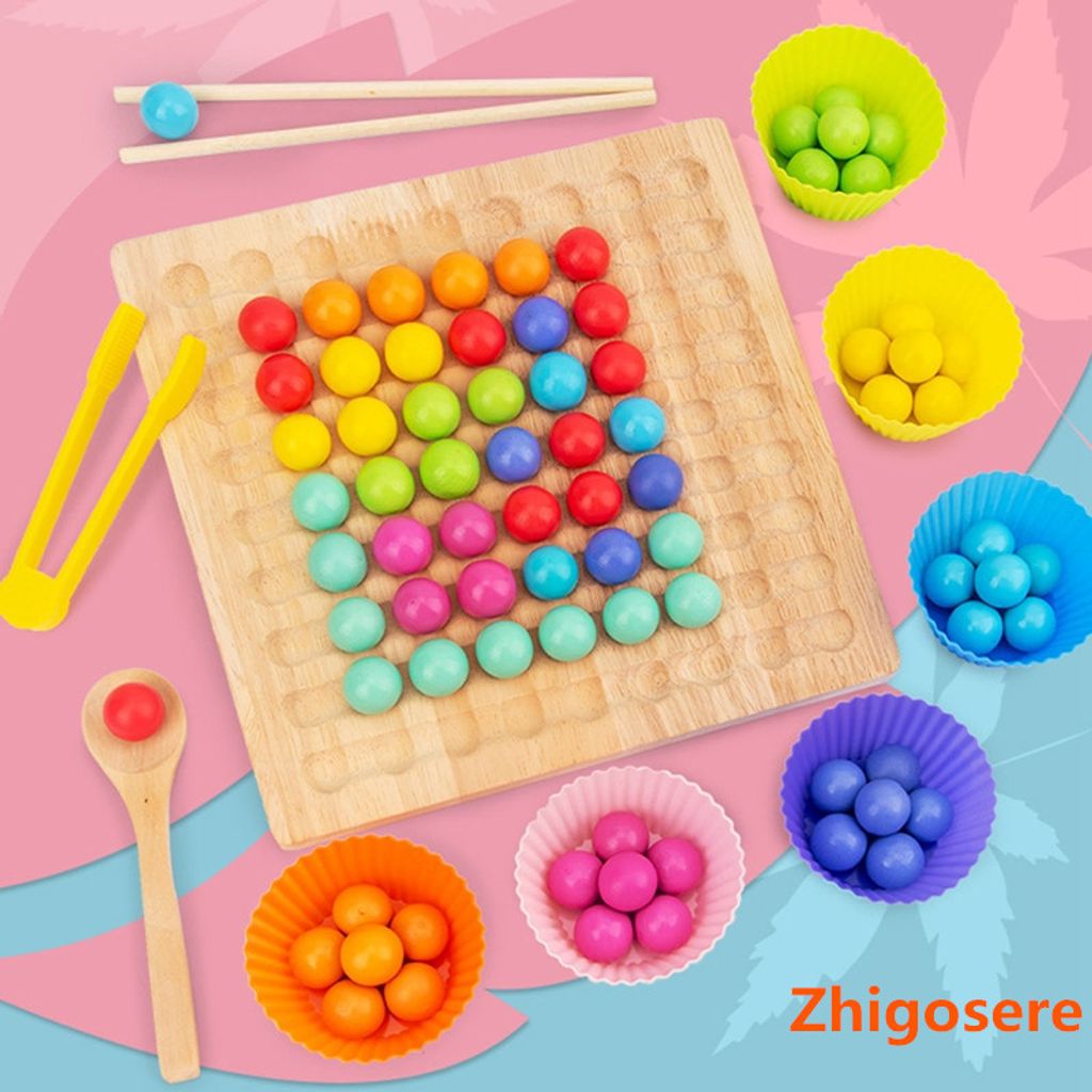 Montessori Mathematik Spielzeug farbige Perlen zum Zahlen Lernen Holzspielzeug 