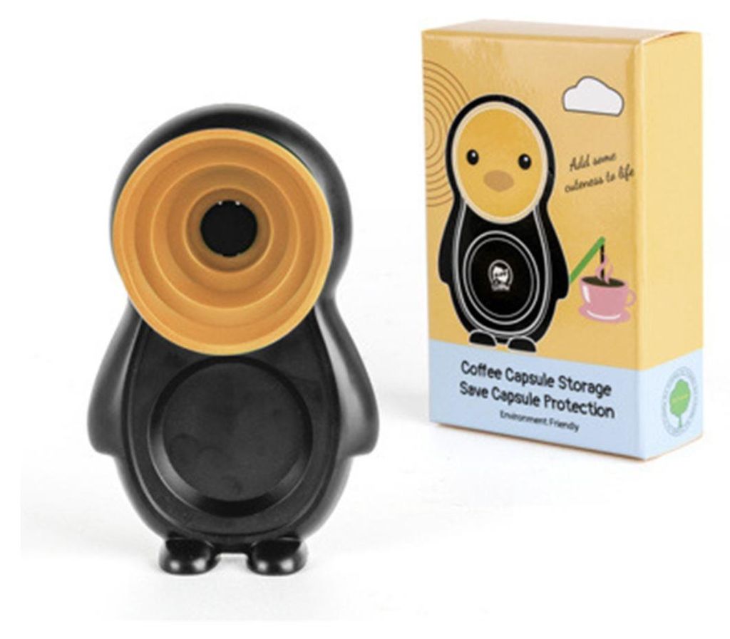 INF Kaffee Tamper Pad Pinguin Kapselhalter PP 9cm x 6cm x 2.5cm für Küche Gelb
