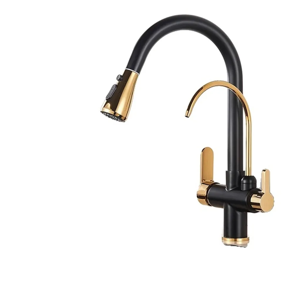 Miscelatore Cucina 360° Nero e Oro B | Rubinetto Girevole Alta Qualità