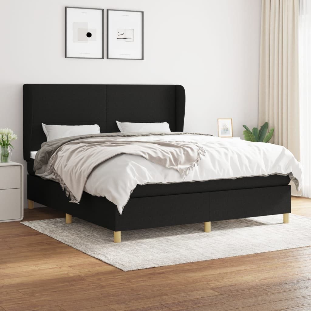 Maison Exclusive - Boxspringbett mit Matratze Schwarz 180x200 cm Stoff