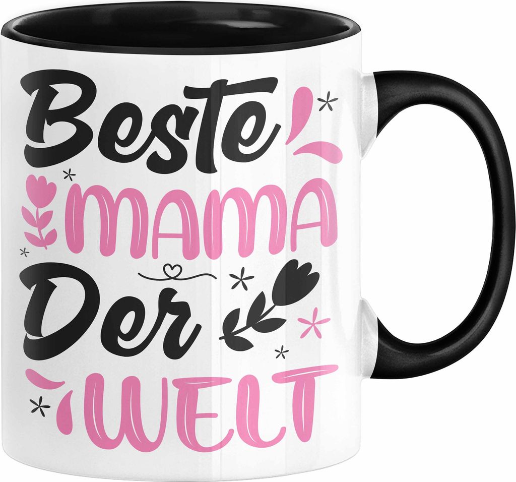 Mama Geschenk Tasse Beste Mama Der Welt Geschenkidee Muttertagsgeschenk von Sohn Tochter (Schwarz)