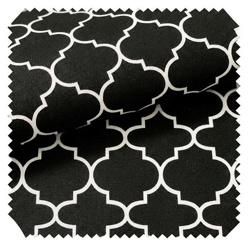 novely OXFORD 210D - D125 Schwarz Weiß Ornament - Bedruckter Polsterstoff - Outdoor Dekostoff - Wasserabweisende Reißfeste Meterware 1lfm