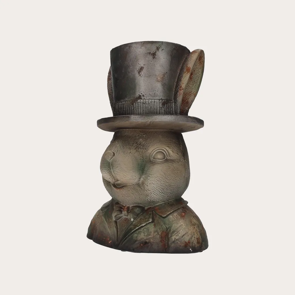 Cache-pot Lapin en Résine Aspect Naturel pour Plantes et Fleurs